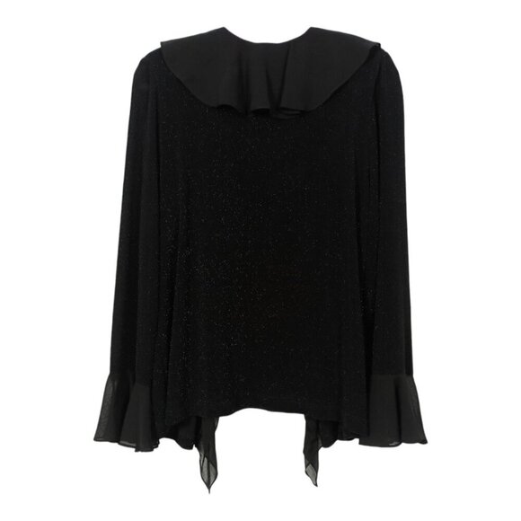 Xscape Womens Black Ruffle Open Front Jacket And Tank Top 2 Piece Set Size 1X - Picture 2 of 9